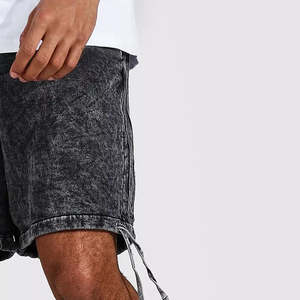 Pantalones Cortos de Hombre Hechos en Fábrica, Lavado Ácido Medio, Transpirables, de Poliéster/Algodón, Diseño Personalizado, Patrón Liso, Cierre con Cordón, Estilo Casual - Product Image 4