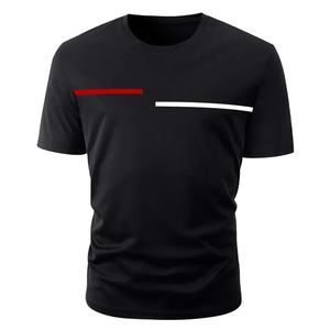 Ropa de verano de manga corta de Color negro personalizada, camisetas informales en blanco para hombre, camisetas 100% de algodón con cuello redondo para gimnasio, ropa para hombre - Product Image 1