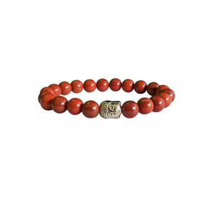 Pulsera jaspe rojo Buda cuentas de cristal pulsera de piedra cristal piedra preciosa joyería de moda hombres y mujeres regalo energía meditación - Product Image 5
