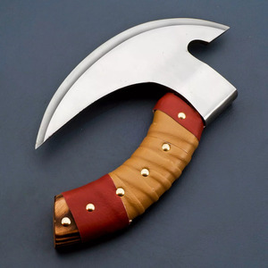 Hache de coupe-pizza Viking de qualité industrielle faite à la main en acier à haute teneur en carbone avec gaine en cuir fin manche en bois Hache à pizza personnalisée - Product Image 3