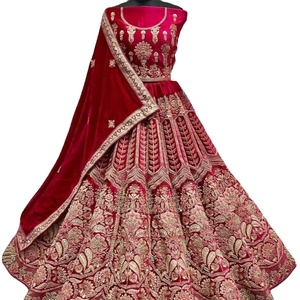 Belle Cangiri Choli Dupatta avec velours brodé Zari diamant paillettes main-Dori travail Softnet pour mariage nuptial Lehenga - Product Image 2