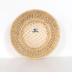 Vietnam vende al por mayor bandejas redondas de ratán hechas a mano de alta calidad bandeja de servicio de cerámica para decoración del hogar y regalos de comida - Product Image 3