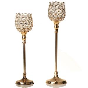 Candelabros de copa de oro alto de Metal de cristal para mesa de comedor decoración de boda de Navidad centros de mesa - Product Image 3