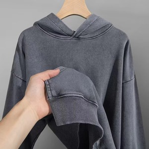 Top qualité poids lourd 100% coton Flecce hommes à capuche acide lavage impression pull personnalisé en gros à capuche pour la saison d'automne - Product Image 2