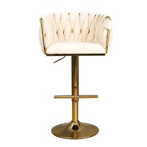 Contemporary High <b>Bar</b> <b>Stool</b> with Thick Yarn Weaving and <b>Adjustable</b> Height Iron Base (GAK-058) - Product Image 4