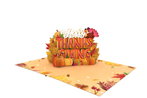 Carte de vœux 3D pop-up avec estampage doré et couleur personnalisée - Design artisanal de style européen pour les célébrations de Thanksgiving - Product Image 4