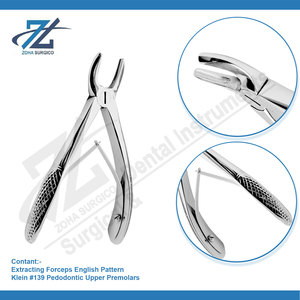 Fórceps de extracción Patrón inglés Klein #139 Premolares superiores pedodónticos Juego dental Instrumentos quirúrgicos Fabricante Pakistán - Product Image 3