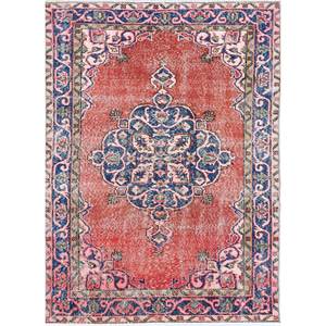 Vintage Large Area Hand Knotted <b>Wool</b> Rugs <b>Red</b> & Orange Medallion Pattern for Home Living Room or Hallway-Pae-2590 - Product Image 1