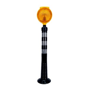 Feux clignotants solaires ronds jaunes avec ensemble de délimiteurs noirs, feux d'avertissement routier pour la sécurité routière, en aluminium - Product Image 1