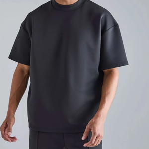 Nueva moda de verano, ropa informal de cuello redondo, camiseta de gran tamaño para hombre, Camiseta lisa de algodón de manga corta con longitud Regular - Product Image 2