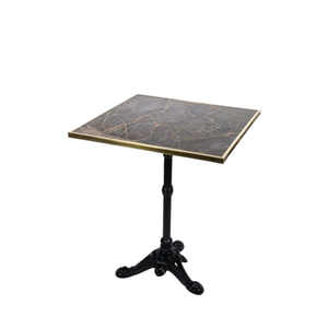 <b>Table</b> <b>White</b> Marble Top Round Dining <b>Table</b> With Iron Base And Seamless Brass Rim Commercial Grade Restaurant And Cafe Furniture - Product Image 5
