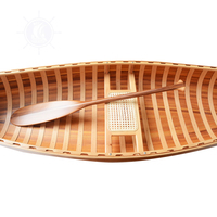 K034M Canot en bois artisanal léger à coque courbée, finition mate, 1 personne, décor nautique vintage, uniquement pour exposition, thème maritime
