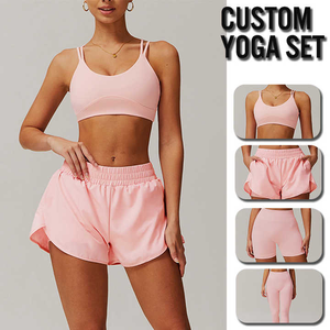 <b>Women's</b> Custom Logo Shorts Quick Dry Yoga Crisscross Thin Strap Pocket Shorts 2 Piece Outfit Butt Lifting Gym Shorts for <b>Womens</b> - Product Image 6