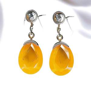 Nueva llegada hermosa joyería de moda de plata-Pendientes de gota de rodio negro y ónix amarillo a precio de fabricación - Product Image 4