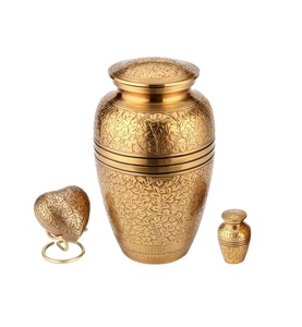 Ensemble exclusif d'urne de souvenir d'adulte de crémation en laiton du rouge 3 avec le floral gravé pour des services funéraires au prix bon marché - Product Image 4