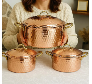 Ollas de cocina tradicionales indias de latón puro y cobre y Handi para servir y cocinar - Product Image 5