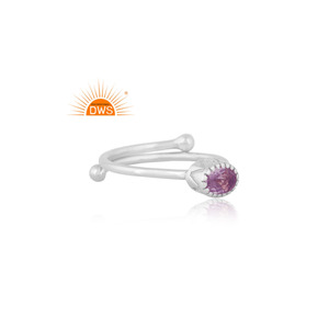 Meilleure vente bague empilable en argent sterling fin avec améthyste rose naturelle bijoux personnalisés pour femmes cadeau pour elle - Product Image 3