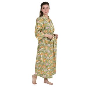 Boho Style Kimono Robe De Bain En Pure Coton Fleuri Cardigan La Mode Printemps/Et Bagru Indigo Print Idal Pour La Maison - Product Image 4