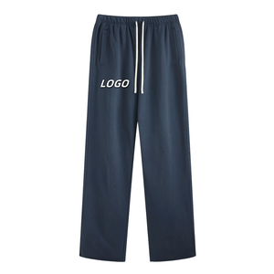 Casual Baggy Plain Unisex Jogger Pant Streetwear de gran tamaño French Terry pierna ancha peso pesado 100% pantalones de chándal de algodón para hombres - Product Image 3