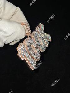 Pendentif Hip Hop en argent 925 avec numéro et lettre personnalisés Collier 40g en diamant VVS glacé Moissanite plaqué rhodium - Product Image 2