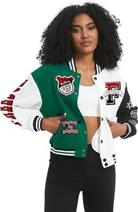 Venta al por mayor de las mujeres recortadas Varsity Chaquetas Crop Top Ladies Plus Size Baseball Varsity Chaquetas para las mujeres - Product Image 2