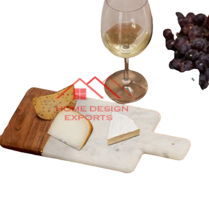 Tabla de Cortar Rectangular de Diseño de Lujo, Fabricada en Madera y Mármol, Tabla de Cortar Grande Hecha a Mano - Product Image 6