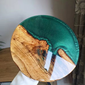 Posavasos de resina y piedra con tema bohemio, posavasos redondos artísticos para bebidas, juego de posavasos de mesa elegante y resistente al agua para el hogar, - Product Image 1