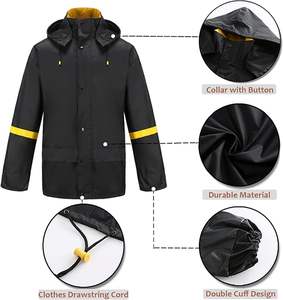 Veste coupe-vent unisexe pour l'hiver, décontractée, unie, à capuche, imperméable, pour la pêche, veste et pantalon de pluie - Product Image 2