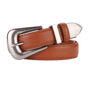 Ceinture en cuir véritable rouge avec boucle rectangulaire argentée, style décontracté, couleur unie, design durable, logo personnalisé - Product Image 5