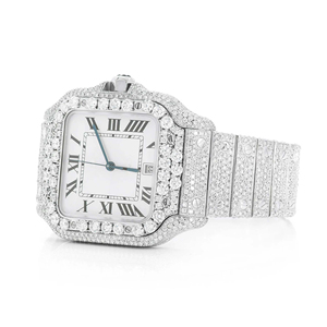 Nuevo Diseño Reloj Hip Hop Unisex de Lujo con Esfera de Cristal Cuadrada de Cuarzo VVS Moissanite Iced Out de 41mm y Correa de Acero Inoxidable de 20mm - Product Image 2