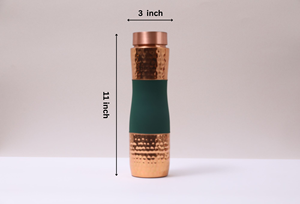 Bouteille en cuivre faite à la main capacité de 1L avec couvercle étanche Inde fabriquée à la main 950ml/750ml/500ml Options 99% CP verres en plastique - Product Image 3