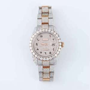 Reloj de Diamantes Moissanite VVS en Oferta para Hombre y Mujer, Totalmente Automático, Color Blanco Rosa, con Espinas, Reloj de Lujo Antiguo con Correa de Cuero - Product Image 1