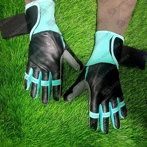 Guantes de bateo de béisbol de cuero de vaca genuino personalizados profesionales de alta calidad ligeros ambidiestros negro menta gris - Product Image 5