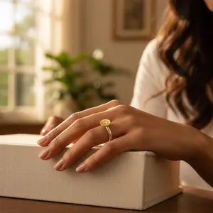 Anillo Ajustable de Plata con Baño de Oro, Estilo Hip-Hop, Incrustaciones de Piedras, para Uso Diario, Regalo para Ella - Product Image 3