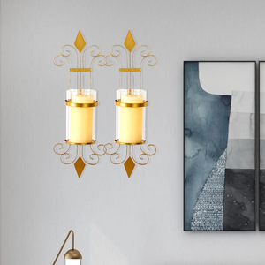 เชิงเทียนโลหะที่มีความทนทานพร้อมพิมพ์สเปรย์แก้วงานฝีมือสำหรับตกแต่งบ้าน-สำหรับห้องนั่งเล่นพื้นที่รับประทานอาหารห้องนอน & กิจกรรม - Product Image 5