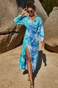 Nouveau Tie Dye surdimensionné Kimono taille naturelle maillot de bain couverture Ups décontracté Resort porter respirant lavable bohème vacances - Product Image 5