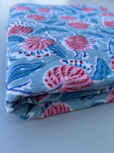 Indian Handmade Exclusive Cotton Fabric Pink Leaf Floral Block Print Knitted <b>Girls</b> Ethnic Party Wear Dressmaking Fabric Nomex - Product Image 6