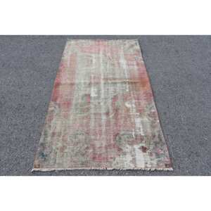 พรมขนสัตว์ตุรกีสีเบจสีแดงและสีเบจ5.9ft วินเทจ3.4ชิ้นแบบสานเรียบลายปะติดสำหรับตกแต่งห้องนั่งเล่นพื้นหลังทำจากยาง - Product Image 1