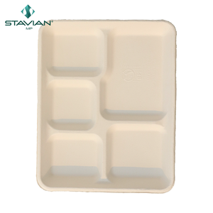 Haute qualité nouveau Top 5 compartiments 100% plateaux alimentaires compostables 530ml conteneur alimentaire biodégradable en bagasse - Product Image 5