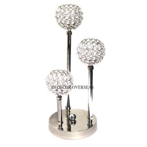 Aluminum Casted Leaves Designer Silver Shiny Polished Stand For <b>Crystal</b> Beaded <b>Candle</b> Holder Wedding Decoration Accessories - Product Image 4