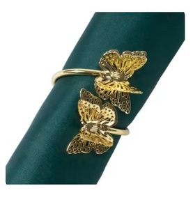 Nouvelle arrivée anneaux de serviette en métal pour les mariages Table gros porte-mouchoirs décoration de fête exquis papillon serviettes anneaux - Product Image 1