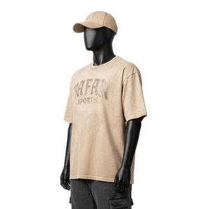 100% Cotton Men Acid Wash T Shirt Premium 220 GSM Cotton Fabric Soft Feel <b>Neutral</b> Sand Tone Heat Transfer Logo - Product Image 4