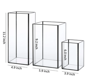 Set of 3 <b>Square</b> Glass <b>Candle</b> Holders Colorful Frosted Amber Black Clear Valentine Print Handmade Silk Metal Cylinder - Product Image 2