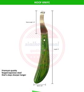 Farrier Tools Couteau à sabot à lame tranchante en acier inoxydable | Couteau pour droitier avec manche en bois - Product Image 3