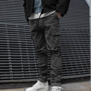 กางเกงคาร์โก้ผ้าฝ้ายสีกากีใส่สบายและน้ำหนักเบาเสื้อผ้าลำลองมีกระเป๋า6กระเป๋าป้องกันการยับ - Product Image 4
