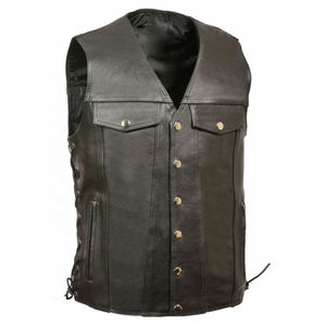 <b>Mens</b> Plus Size Breathable Woolen Cowhide Leather V-neck Waistcoat Fashionable Winter Casual Sleeveless Motorbike <b>Vest</b> OEM - Product Image 4