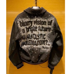 2025 High Quality Formal Stand Collar Low MOQ <b>Rhinestone</b> Varsity Winter <b>Jackets</b> Customized Front Logo Printed Breathable - Product Image 3
