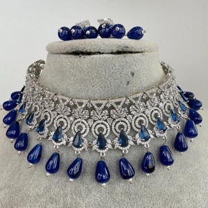 SpecialEdition American Zircon Bridal Jewelry Set for Bride Wedding Earrings Necklace Traditional Indian Fashion Rhodium Plated - Product Image 6