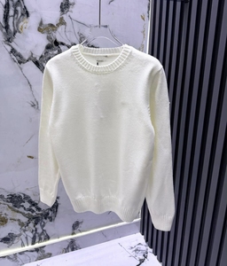 Pull tricoté à col rond pour homme, manches longues, hiver, blanc et noir contrastant, anti-plis, anti-rétrécissement, respirant, vente en gros - Product Image 4
