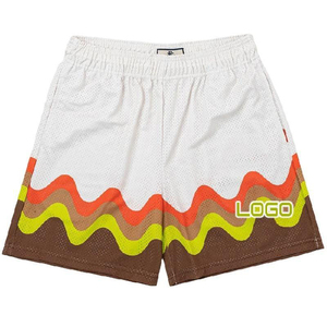 Custom Logo Double <b>Layer</b> 5 Inch Inseam Mesh Shorts Men's 100% Polyester Sublimation Custom Blank Short Men Beach Shorts - Product Image 2